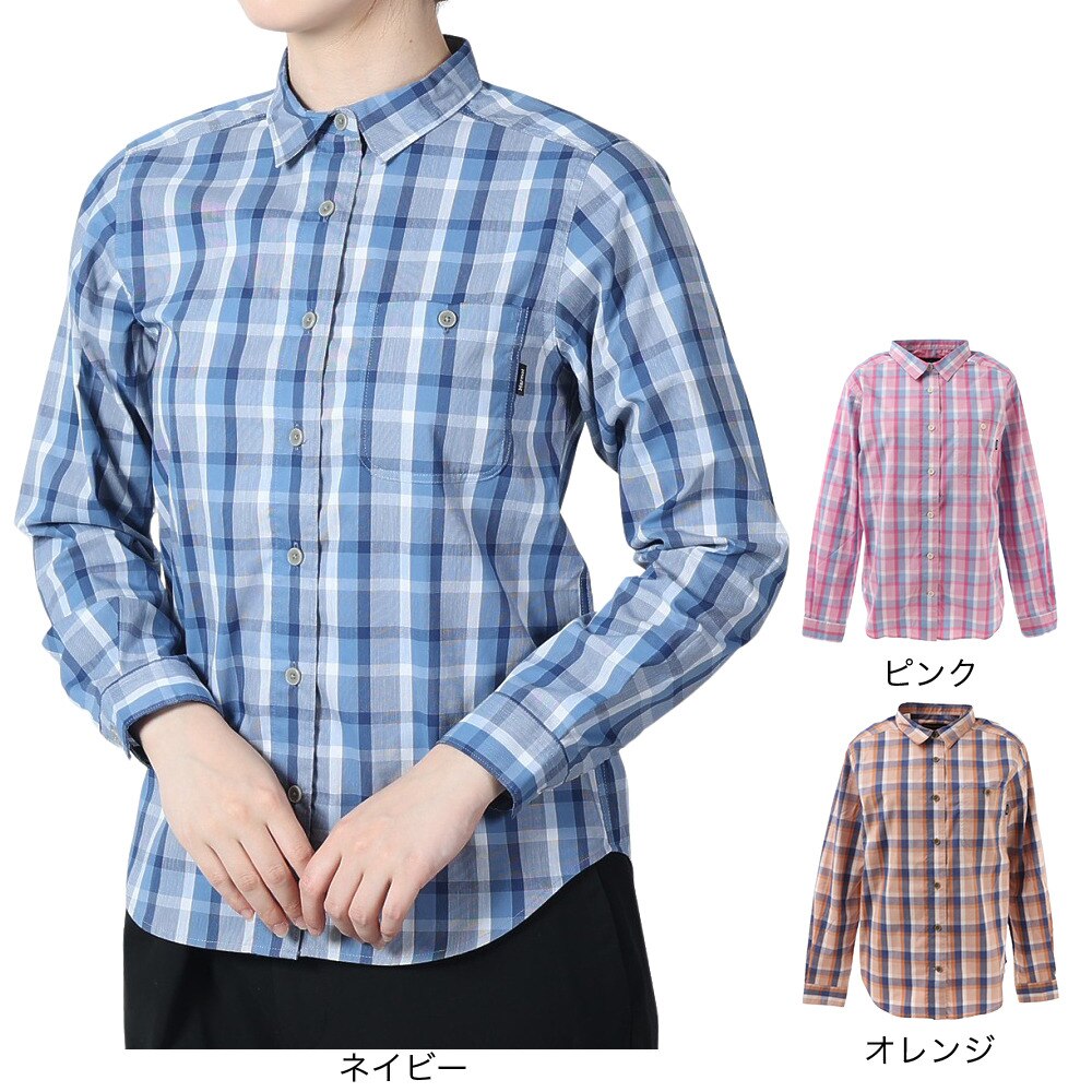 マーモット（Marmot）（レディース）長袖シャツ PLAIN チェックシャツ TOWRJB77XB NV