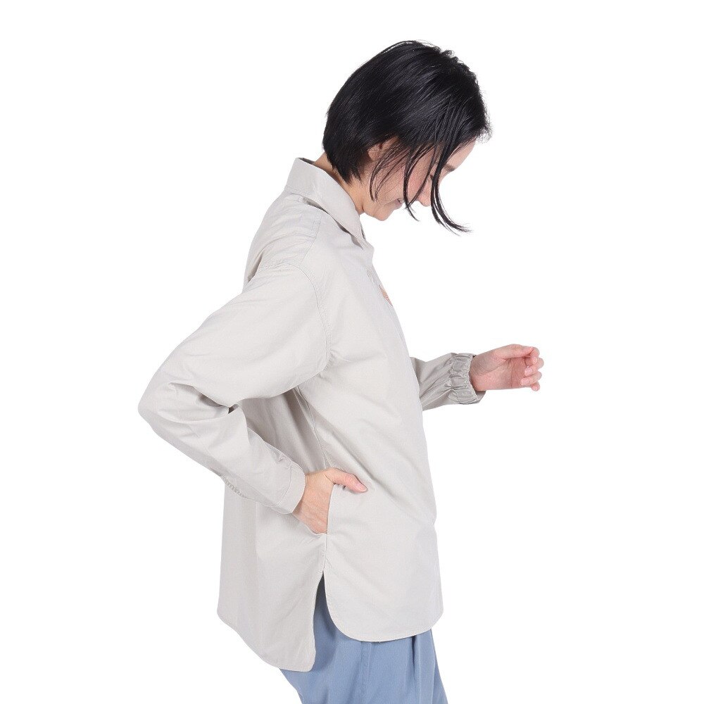 クリフメイヤー（KRIFF MAYER）（レディース）長袖シャツ ヘムラウンド オーバー シャツ 2344402LX:20:BEIGE ベージュ 速乾 静電ケア
