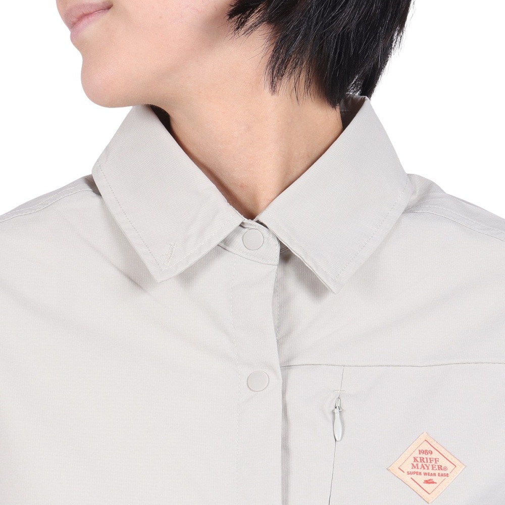 クリフメイヤー（KRIFF MAYER）（レディース）長袖シャツ ヘムラウンド オーバー シャツ 2344402LX:20:BEIGE ベージュ 速乾 静電ケア