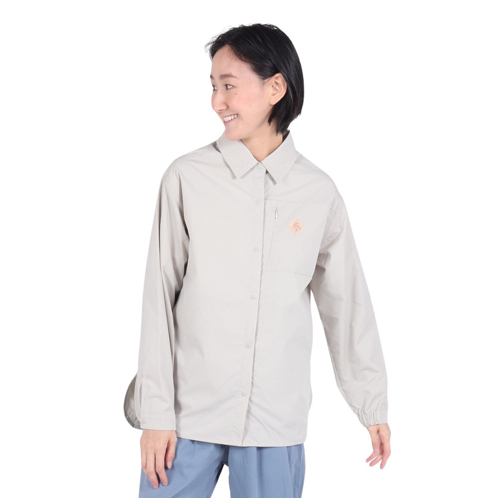 クリフメイヤー（KRIFF MAYER）（レディース）長袖シャツ ヘムラウンド オーバー シャツ 2344402LX:20:BEIGE ベージュ 速乾 静電ケア