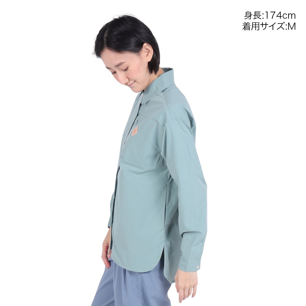 クリフメイヤー（KRIFF MAYER）（レディース）長袖シャツ ヘムラウンド オーバー シャツ 2344402LX:60:SAGE-GREEN グリーン 速乾 静電ケア