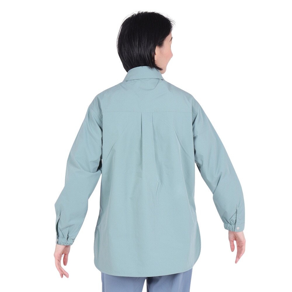 クリフメイヤー（KRIFF MAYER）（レディース）長袖シャツ ヘムラウンド オーバー シャツ 2344402LX:60:SAGE-GREEN グリーン 速乾 静電ケア