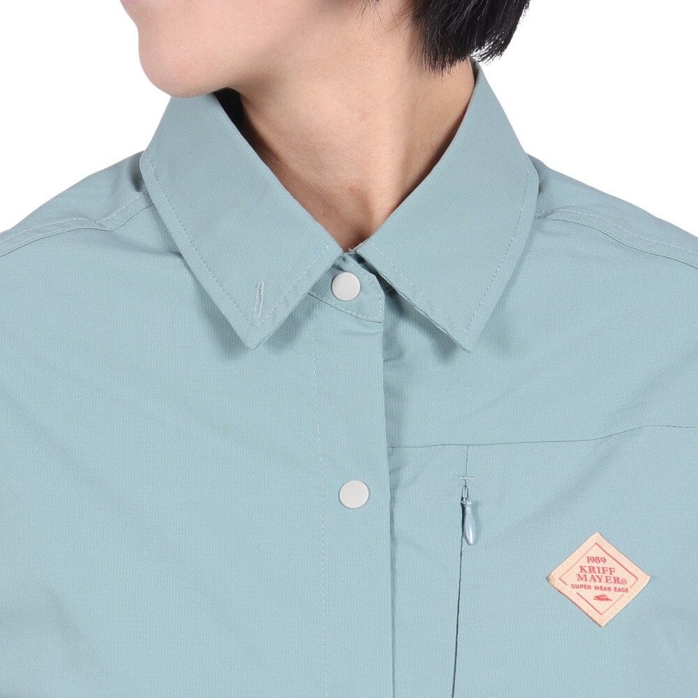 クリフメイヤー（KRIFF MAYER）（レディース）長袖シャツ ヘムラウンド オーバー シャツ 2344402LX:60:SAGE-GREEN グリーン 速乾 静電ケア