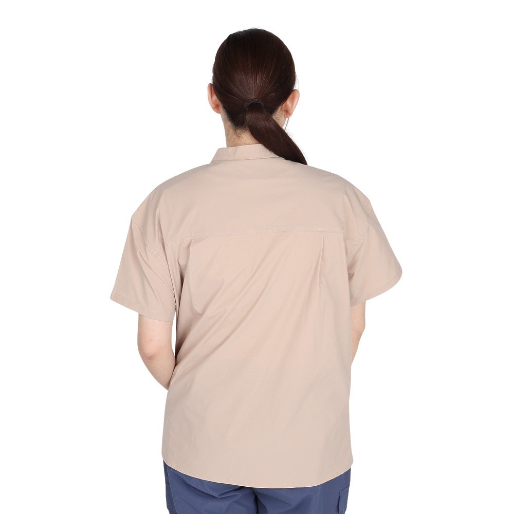 ホールアース（Whole Earth）（レディース）半袖 ノーカラーシャツ WE2TDZ51 BEG