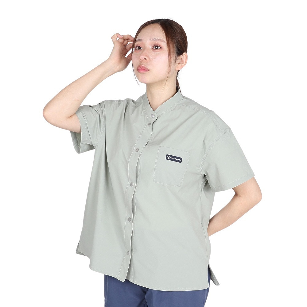 ホールアース（Whole Earth）（レディース）半袖 ノーカラーシャツ WE2TDZ51 WKK