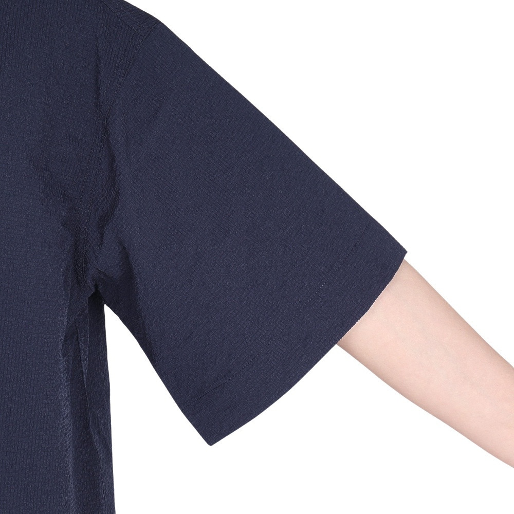クリフメイヤー（KRIFF MAYER）（レディース）Aラインノーカラー 半袖シャツ 2344403LX:79:NAVY