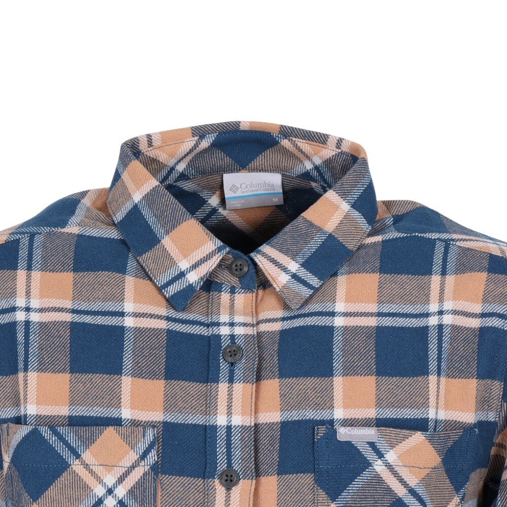 コロンビア（Columbia）（レディース）長袖シャツ シカゴアベニューロングスリーブシャツ PL3229 340 ブルー チェックシャツ ネルシャツ