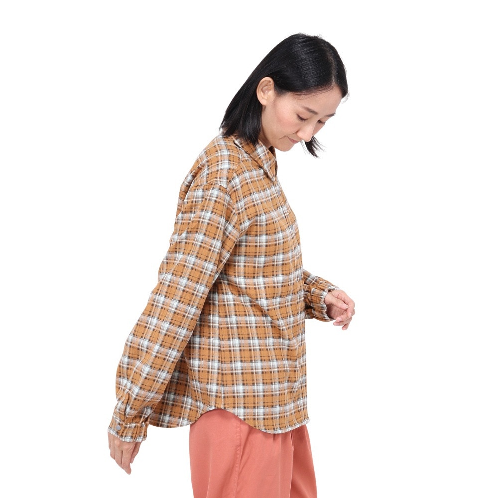 クリフメイヤー（KRIFF MAYER）（レディース）長袖シャツ カジュアル レギュラーチェックシャツ 2414419LX:22:CAMEL