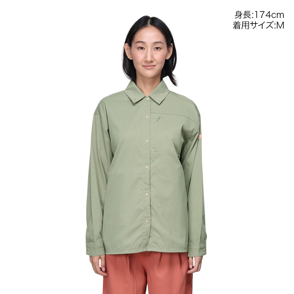 クリフメイヤー（KRIFF MAYER）（レディース）長袖シャツ カジュアル ヘムラウンド オーバーシャツ 2414429LX:60:SAGE-GREEN グリーン