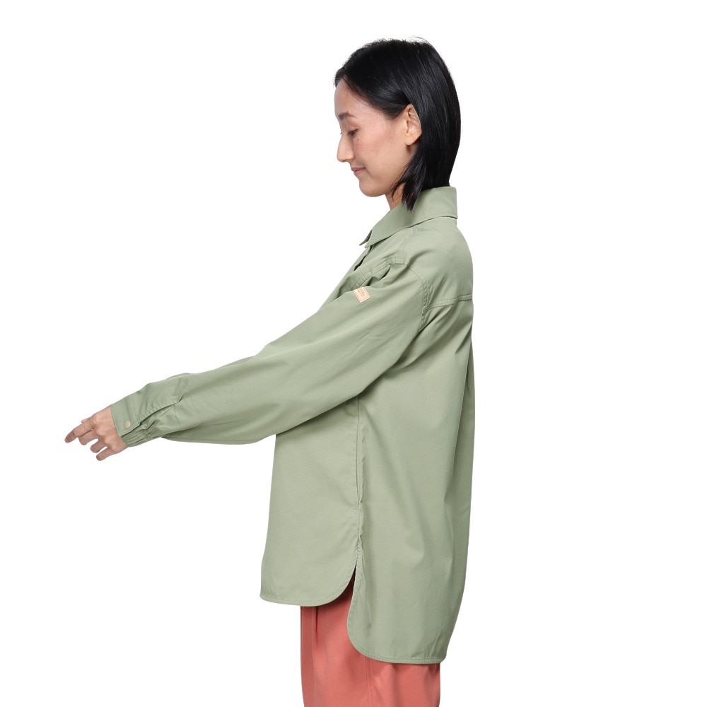 クリフメイヤー（KRIFF MAYER）（レディース）長袖シャツ カジュアル ヘムラウンド オーバーシャツ 2414429LX:60:SAGE-GREEN グリーン