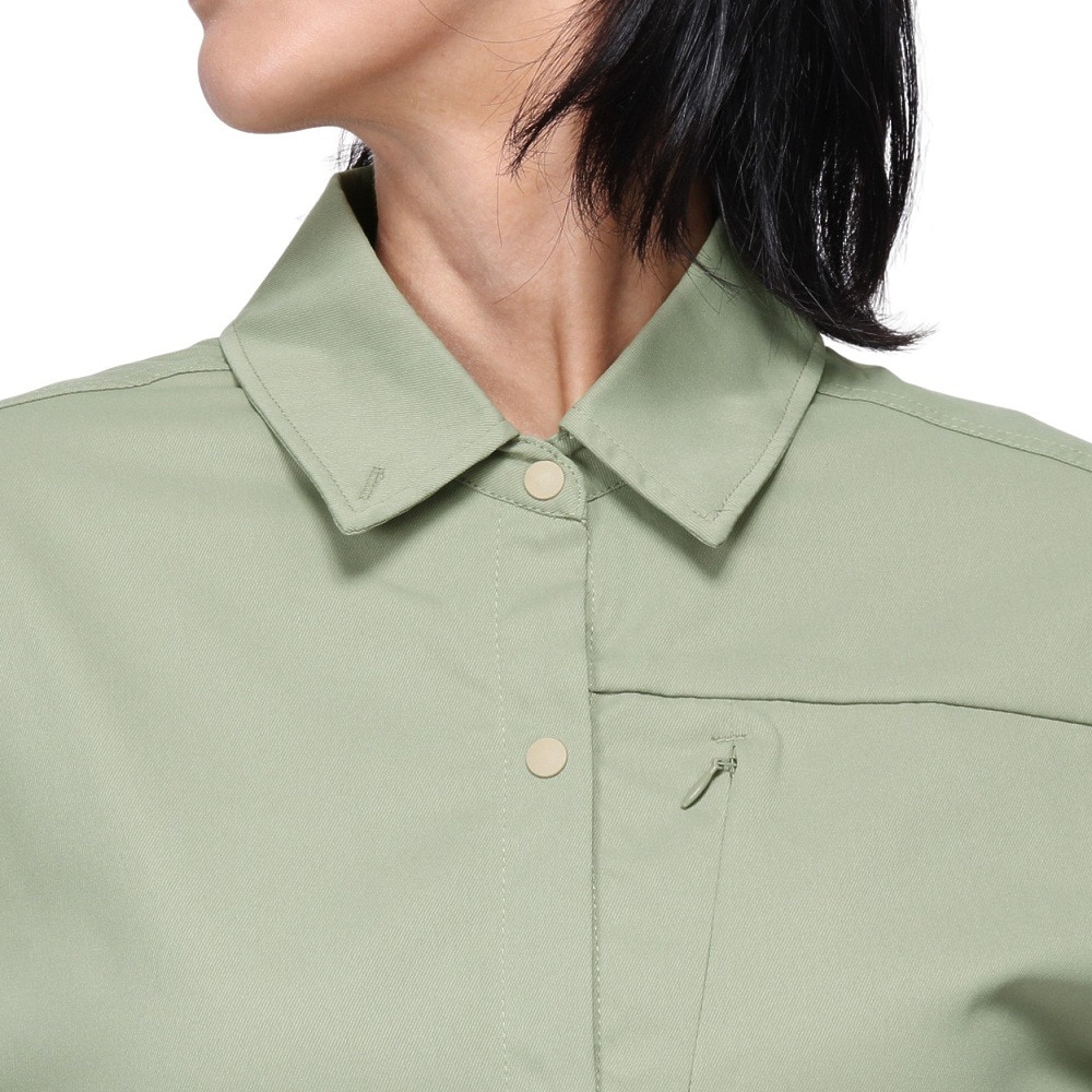クリフメイヤー（KRIFF MAYER）（レディース）長袖シャツ カジュアル ヘムラウンド オーバーシャツ 2414429LX:60:SAGE-GREEN グリーン