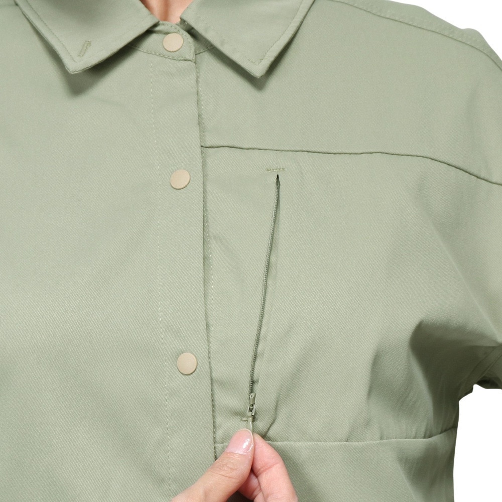 クリフメイヤー（KRIFF MAYER）（レディース）長袖シャツ カジュアル ヘムラウンド オーバーシャツ 2414429LX:60:SAGE-GREEN グリーン