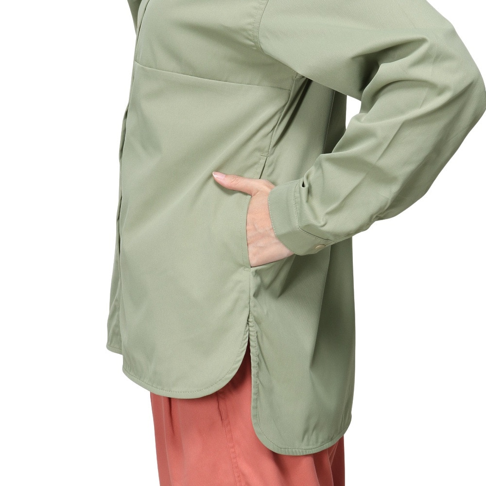 クリフメイヤー（KRIFF MAYER）（レディース）長袖シャツ カジュアル ヘムラウンド オーバーシャツ 2414429LX:60:SAGE-GREEN グリーン