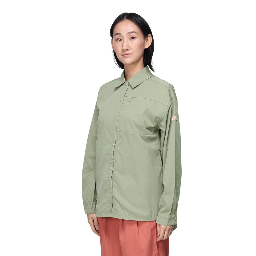 クリフメイヤー（KRIFF MAYER）（レディース）長袖シャツ カジュアル ヘムラウンド オーバーシャツ 2414429LX:60:SAGE-GREEN グリーン