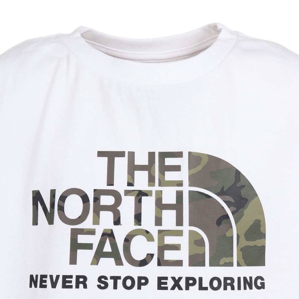 ノースフェイス（THE NORTH FACE）（キッズ）半袖 Tシャツ ショートスリーブ カモロゴTシャツ NTJ32359 W ホワイト トップス UVカット クルーネック