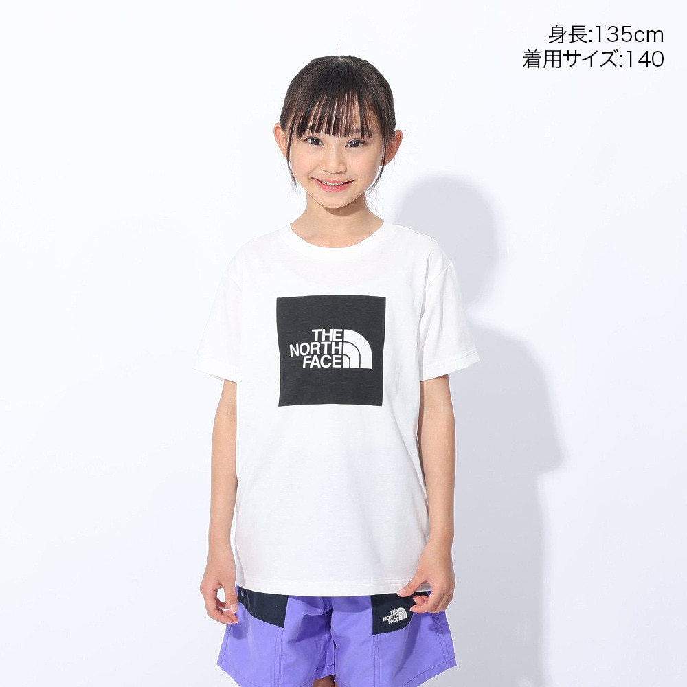 ノースフェイス（THE NORTH FACE）（キッズ）半袖Tシャツ ショートスリーブ カラード スクエアロゴ Tシャツ NTJ32361 WK