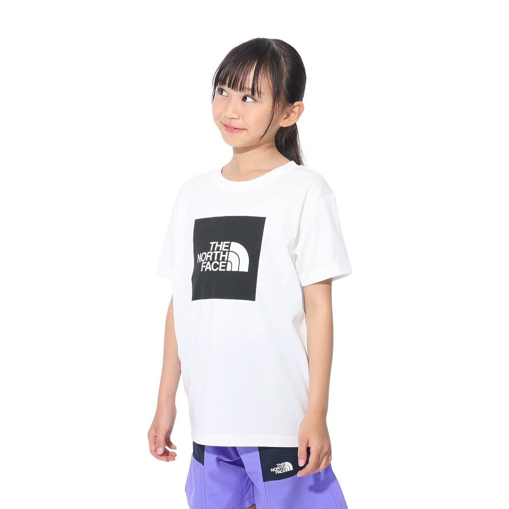 ノースフェイス（THE NORTH FACE）（キッズ）半袖Tシャツ ショートスリーブ カラード スクエアロゴ Tシャツ NTJ32361 WK