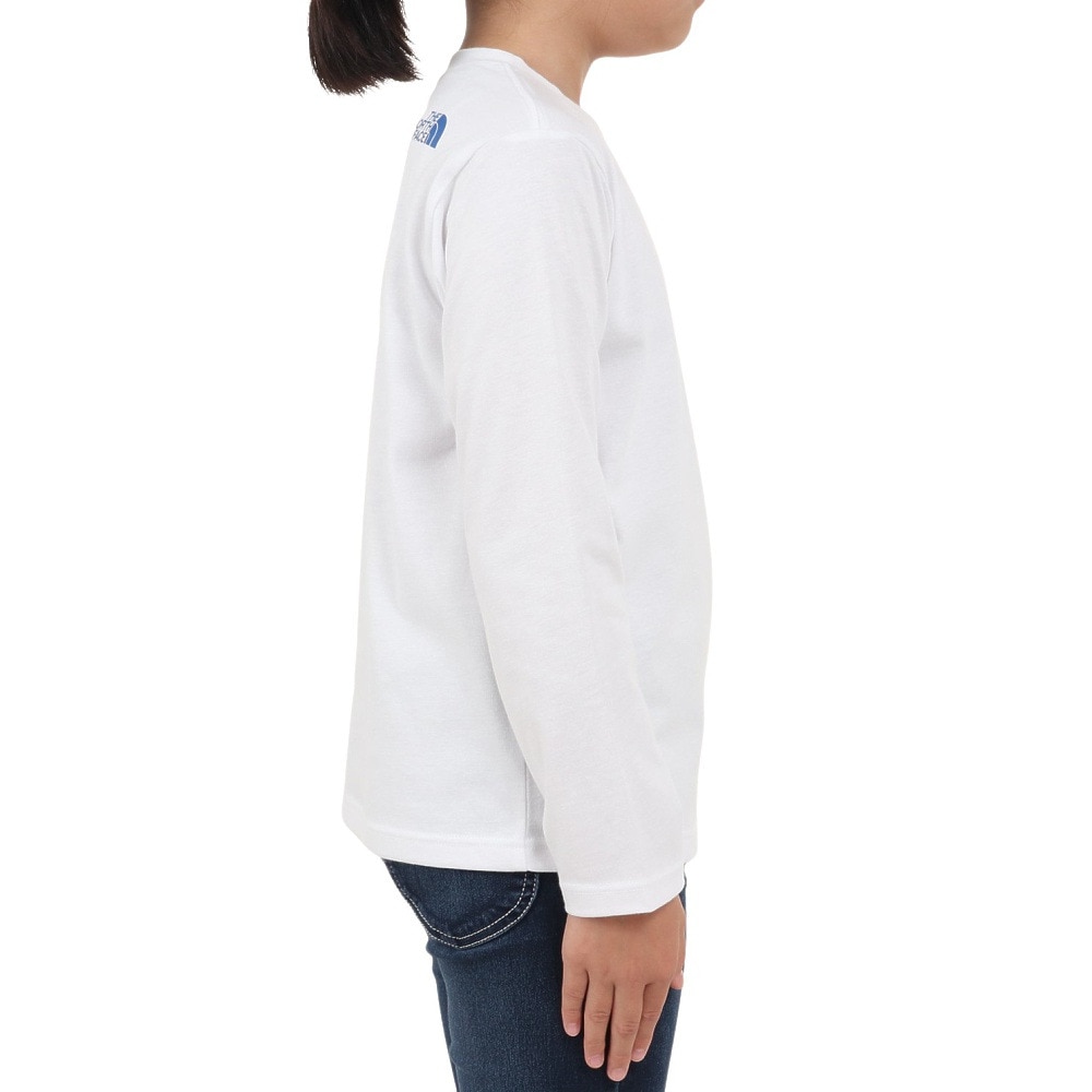 ザ・ノース・フェイス（THE NORTH FACE）（キッズ）ジュニア 長袖 Tシャツ ロンT スモールスクエアロゴ Tシャツ NTJ32357 WT ホワイト UVカット 速乾