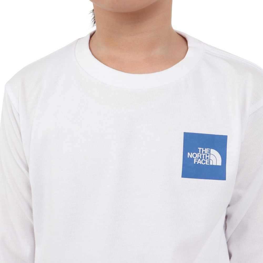 ザ・ノース・フェイス（THE NORTH FACE）（キッズ）ジュニア 長袖 Tシャツ ロンT スモールスクエアロゴ Tシャツ NTJ32357 WT ホワイト UVカット 速乾