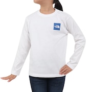 (キッズ)ジュニア 長袖 Tシャツ ロンT スモールスクエアロゴ Tシャツ NTJ32357 WT ホワイト UVカット 速乾