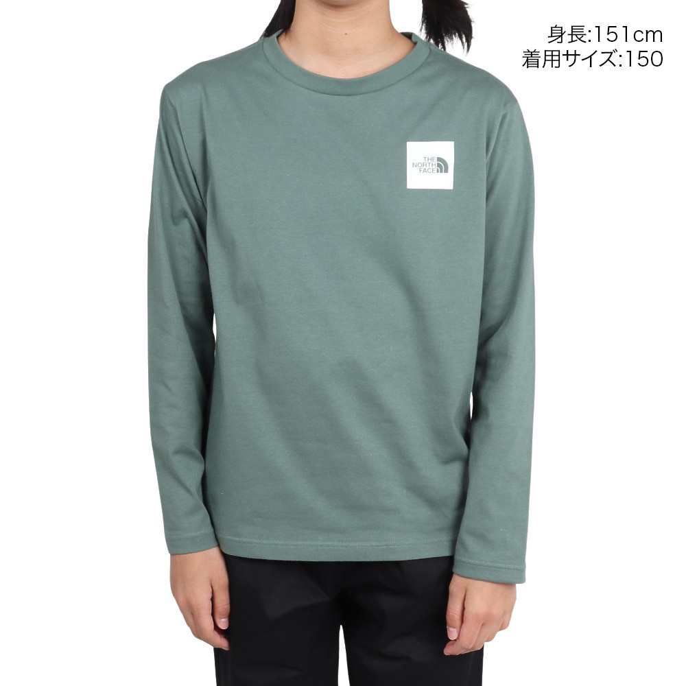 ザ・ノース・フェイス（THE NORTH FACE）（キッズ）ロングスリーブ スモールスクエアロゴ 長袖Tシャツ NTJ32357 DG