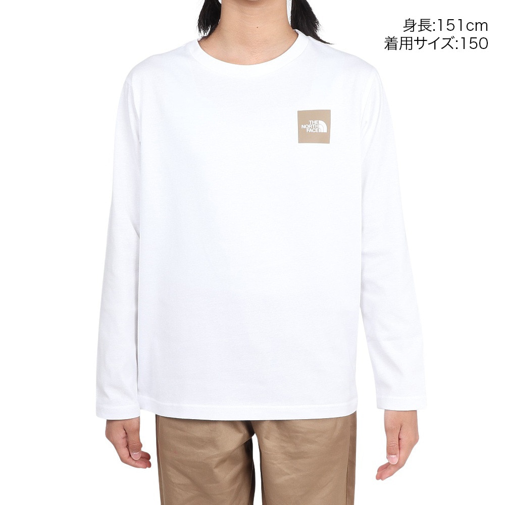 ザ・ノース・フェイス（THE NORTH FACE）（キッズ）ロングスリーブ スモールスクエアロゴ 長袖Tシャツ NTJ32357 WH