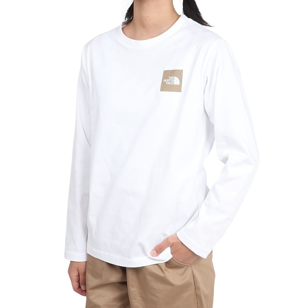 ザ・ノース・フェイス（THE NORTH FACE）（キッズ）ロングスリーブ スモールスクエアロゴ 長袖Tシャツ NTJ32357 WH