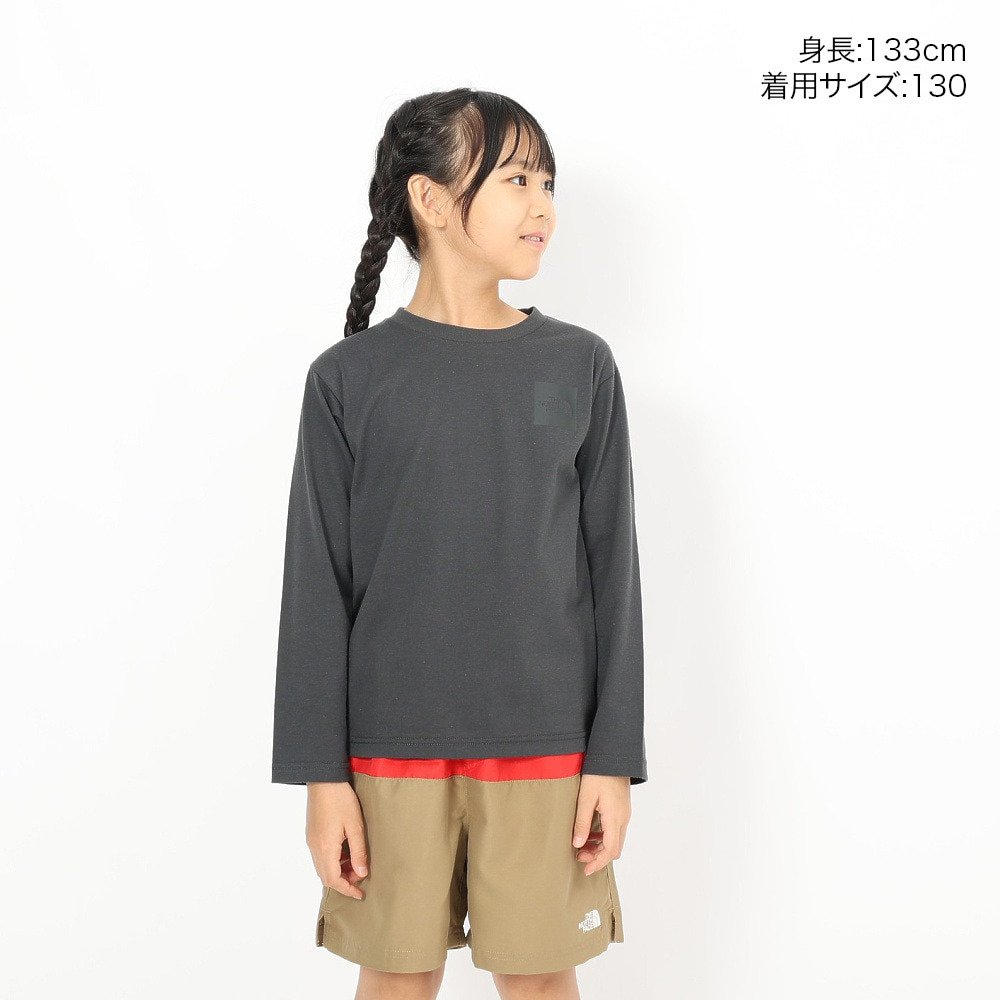 長袖Tシャツ キッズ ロングスリーブ スモールスクエア ロゴTシャツ NTJ32357 AG 2