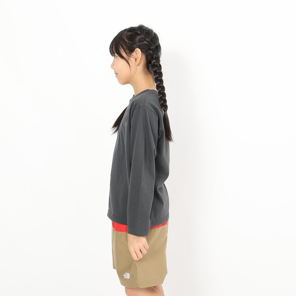長袖Tシャツ キッズ ロングスリーブ スモールスクエア ロゴTシャツ NTJ32357 AG 3