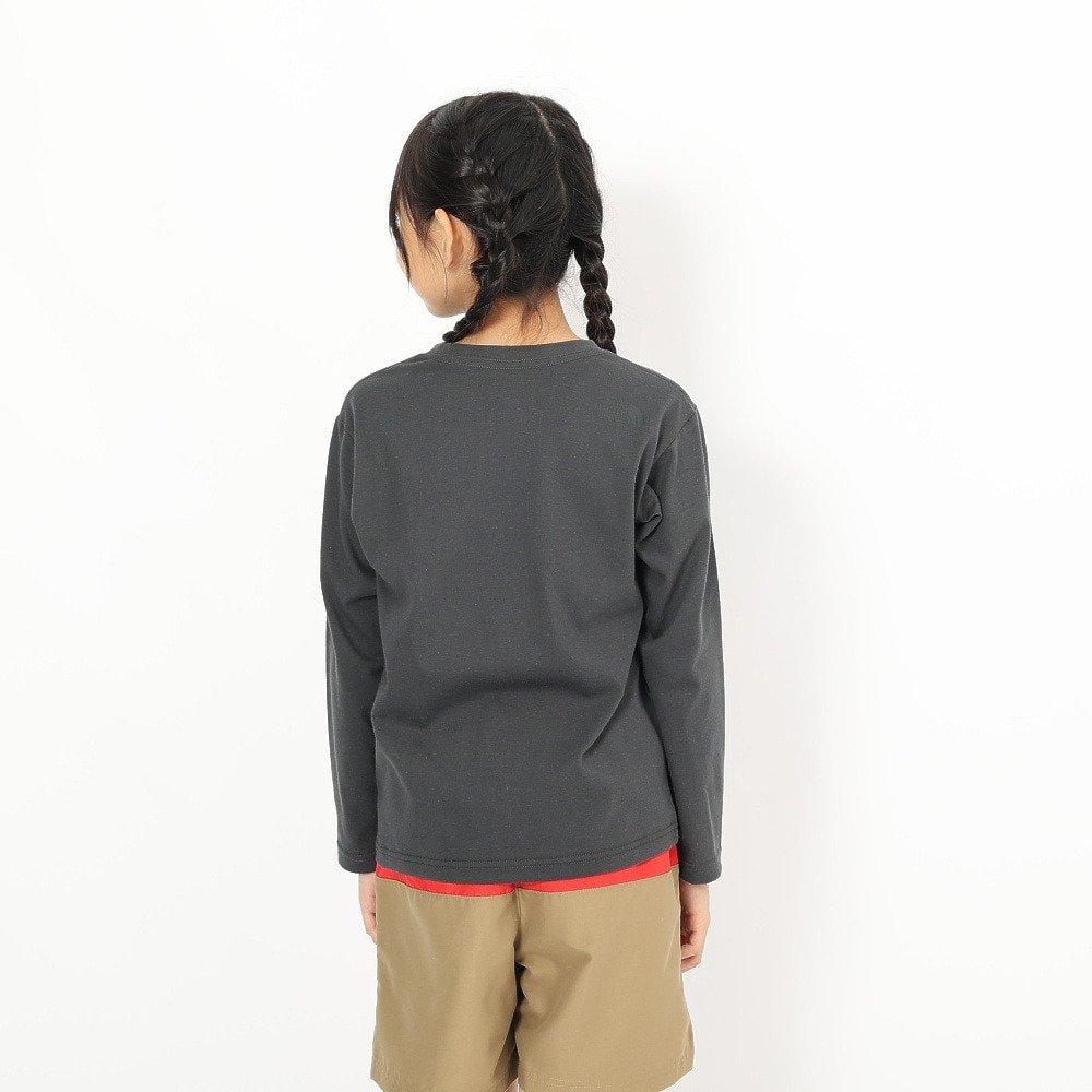 長袖Tシャツ キッズ ロングスリーブ スモールスクエア ロゴTシャツ NTJ32357 AG 4