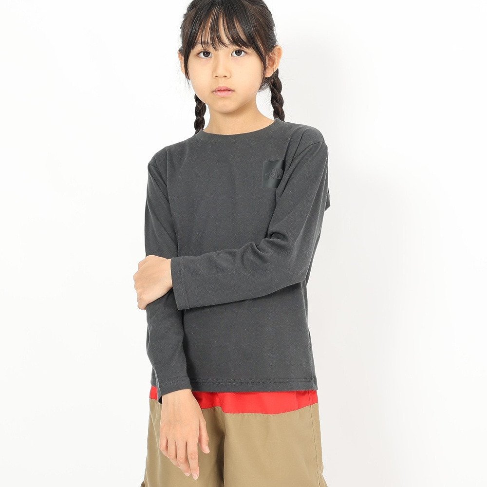長袖Tシャツ キッズ ロングスリーブ スモールスクエア ロゴTシャツ NTJ32357 AG 6