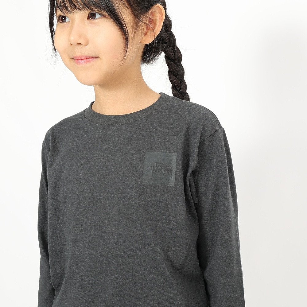 長袖Tシャツ キッズ ロングスリーブ スモールスクエア ロゴTシャツ NTJ32357 AG 7