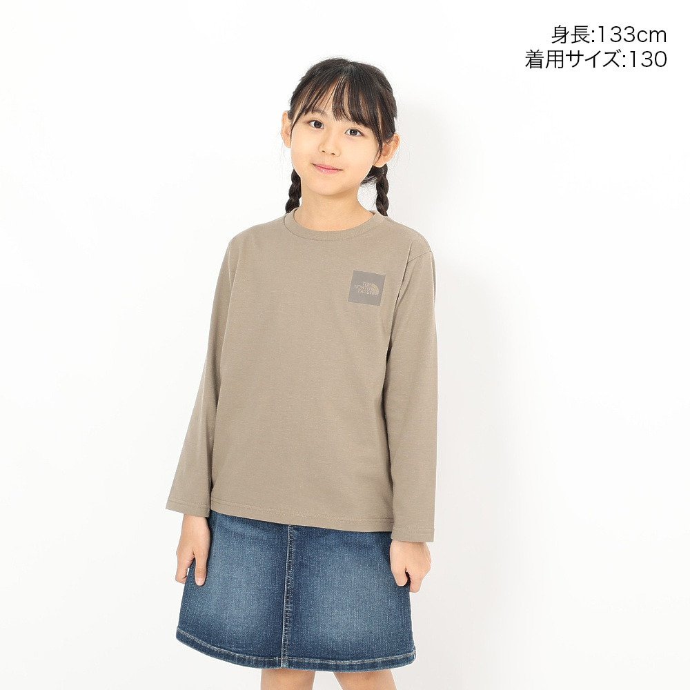 長袖Tシャツ キッズ ロングスリーブ スモールスクエア ロゴTシャツ NTJ32357 MR 2