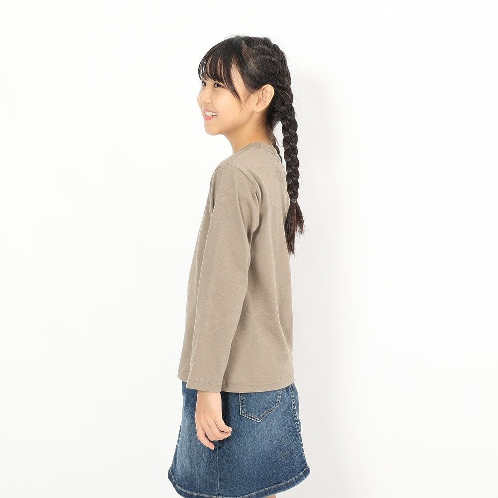 長袖Tシャツ キッズ ロングスリーブ スモールスクエア ロゴTシャツ NTJ32357 MR 3