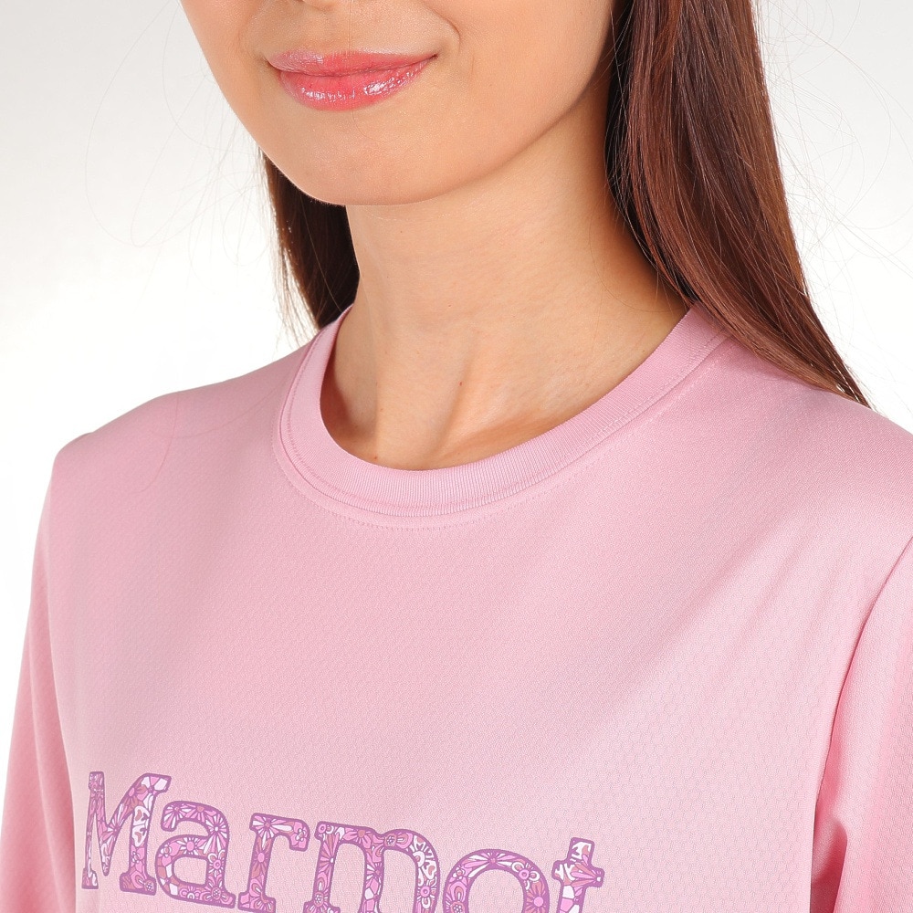 マーモット（Marmot）（レディース）長袖Tシャツ ロンT フラワーズロゴ TOWTJB92XB SKR ピンク トップス ロゴT サイズS～LL