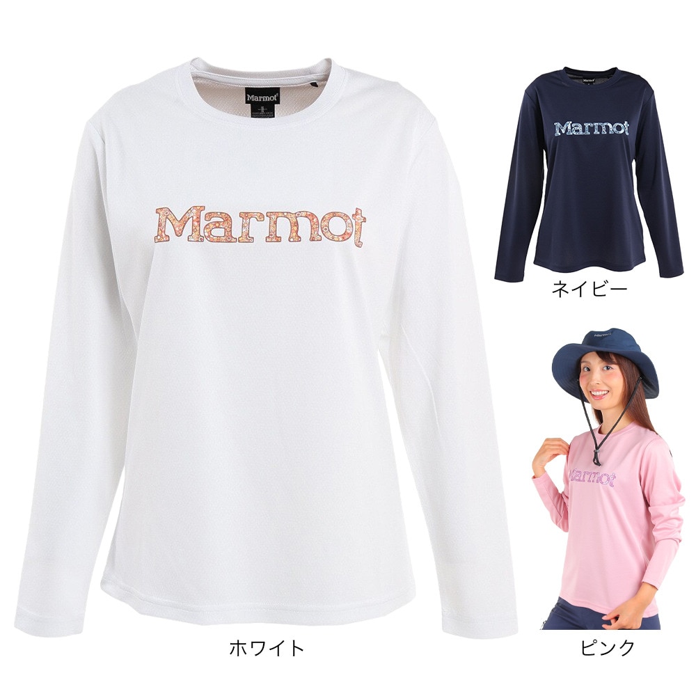 マーモット（Marmot）（レディース）長袖Tシャツ ロンT フラワーズロゴ TOWTJB92XB RNV ネイビー トップス ロゴT サイズS～LL