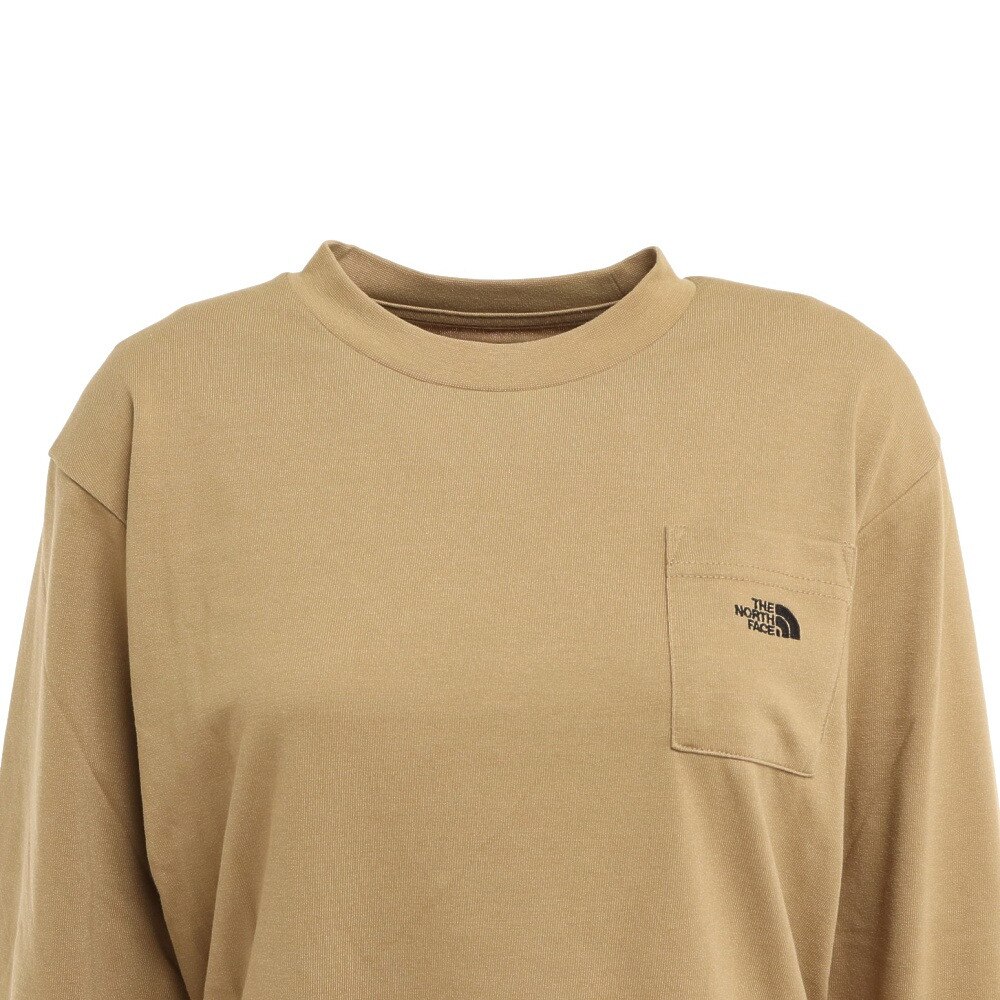 ノースフェイス（THE NORTH FACE）（レディース）長袖Tシャツ ロンT ポケットTシャツ NT82130X KT ベージュ