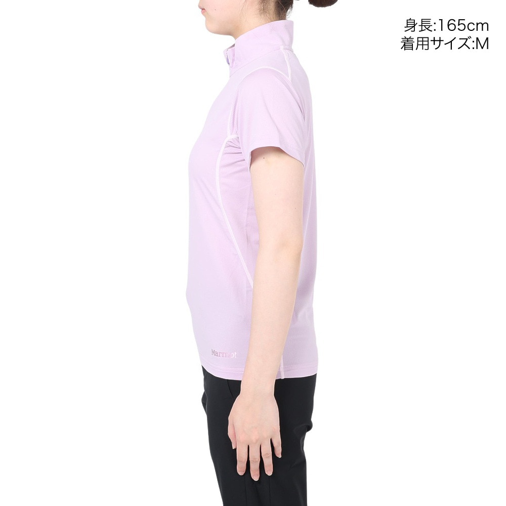 マーモット（Marmot）（レディース）UPF15 吸汗速乾 半袖ジップシャツ サンスクリーンクライムスピード TOWTJA63 LIL ライラック