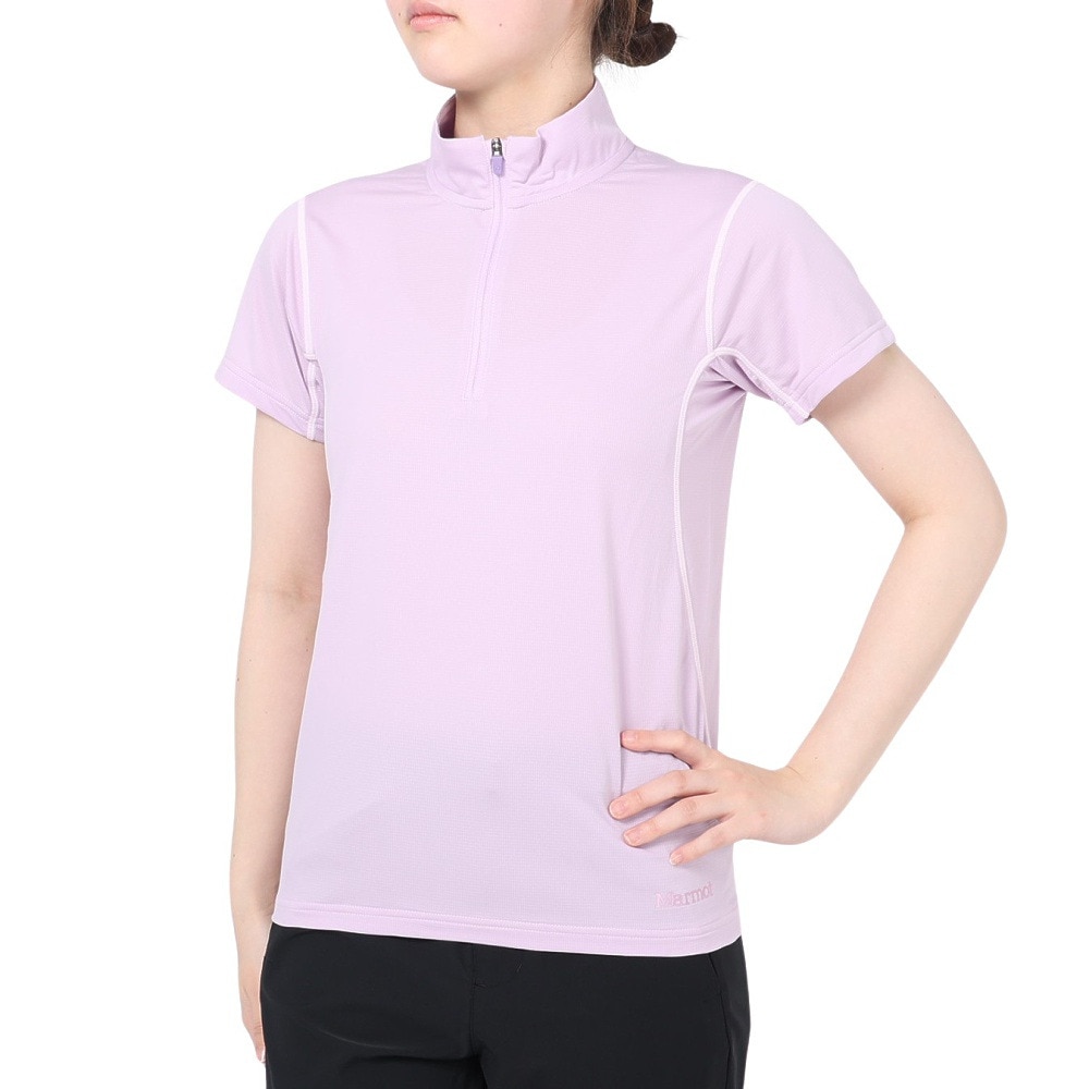 マーモット（Marmot）（レディース）UPF15 吸汗速乾 半袖ジップシャツ サンスクリーンクライムスピード TOWTJA63 LIL ライラック