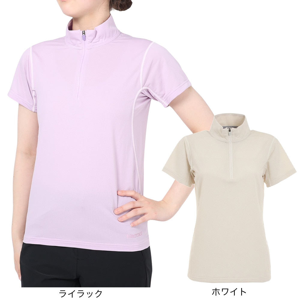 マーモット（Marmot）（レディース）UPF15 吸汗速乾 半袖ジップシャツ サンスクリーンクライムスピード TOWTJA63 LIL ライラック