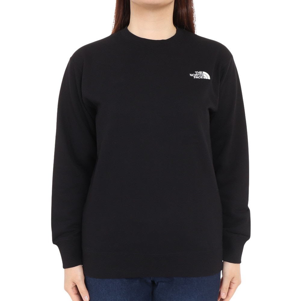 ザ・ノース・フェイス（THE NORTH FACE）（レディース）スウェット トレーナー 長袖 ロゴクルーネック NT62335X K ブラック