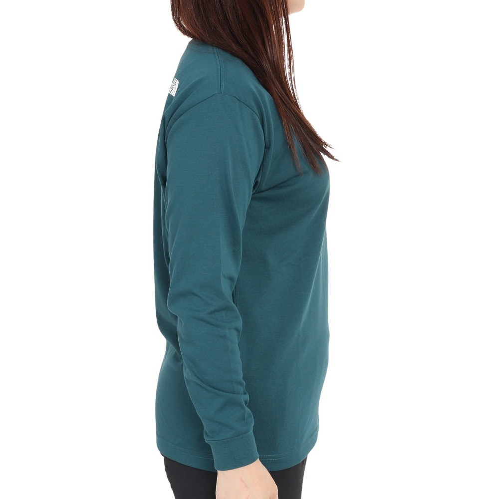 ザ・ノース・フェイス（THE NORTH FACE）（レディース）長袖Tシャツ ロンT シンプル ロゴ NT82336X AE グリーン