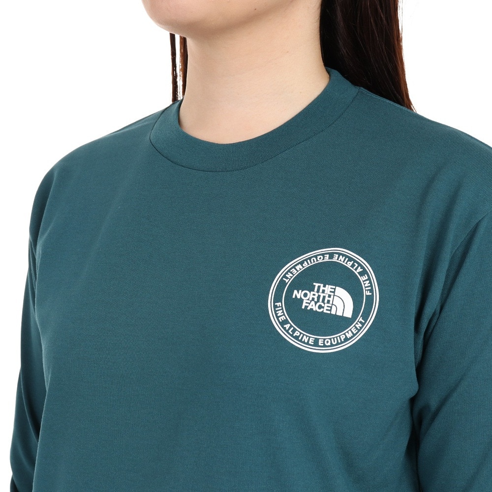 ザ・ノース・フェイス（THE NORTH FACE）（レディース）長袖Tシャツ ロンT シンプル ロゴ NT82336X AE グリーン