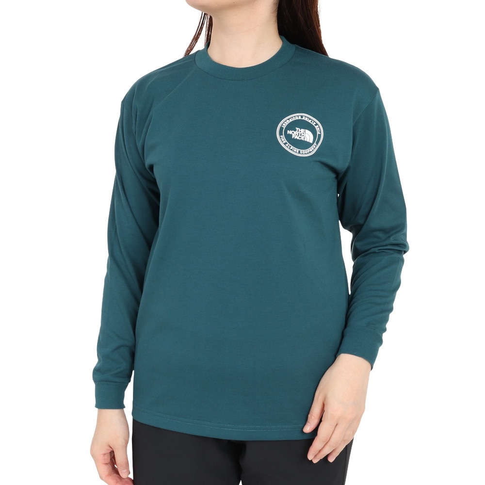 ザ・ノース・フェイス（THE NORTH FACE）（レディース）長袖Tシャツ ロンT シンプル ロゴ NT82336X AE グリーン