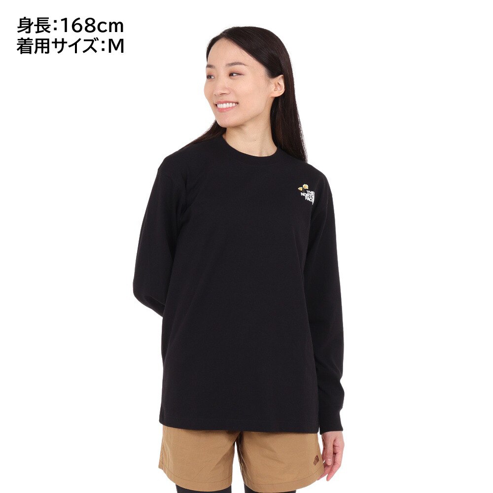 ノースフェイス（THE NORTH FACE）（レディース）長袖Tシャツ ロンT ロングスリーブ フラワーロゴ NT82332 K ブラック