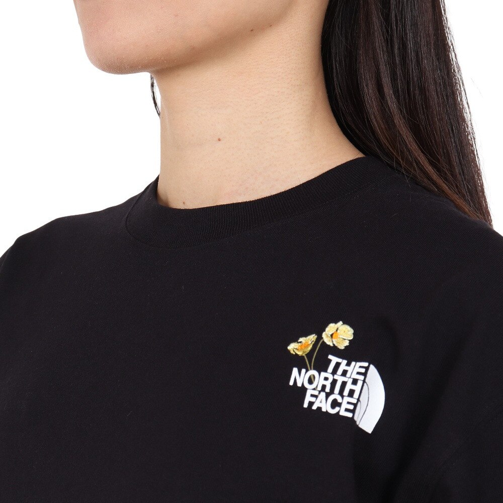ノースフェイス（THE NORTH FACE）（レディース）長袖Tシャツ ロンT ロングスリーブ フラワーロゴ NT82332 K ブラック