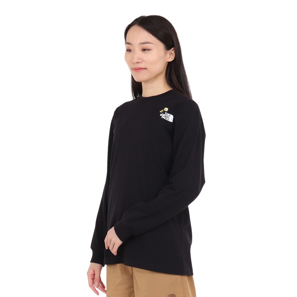 ノースフェイス（THE NORTH FACE）（レディース）長袖Tシャツ ロンT ロングスリーブ フラワーロゴ NT82332 K ブラック