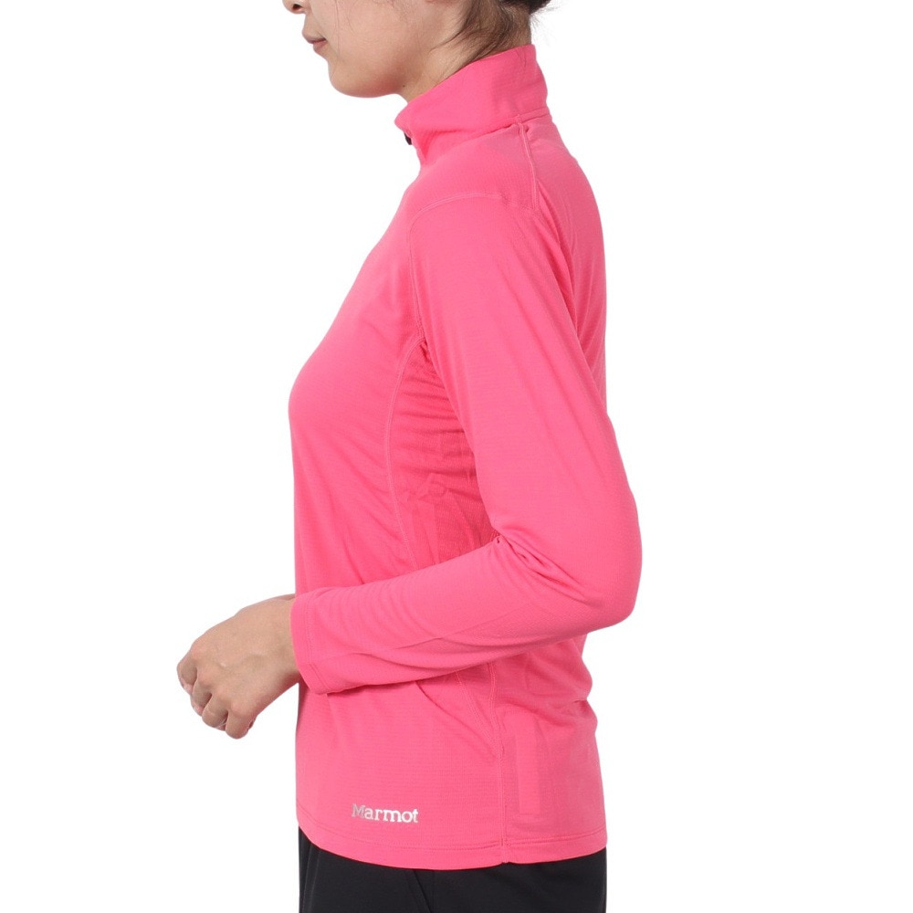 マーモット（Marmot）（レディース）接触冷感 ストレッチ 長袖Tシャツ ロンT ライムスキン ハーフジップ ロングスリーブシャツ TSSWC418-HNY