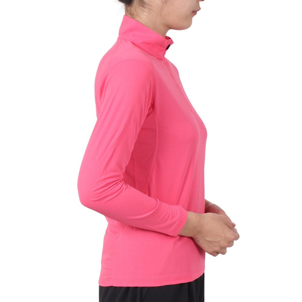 マーモット（Marmot）（レディース）接触冷感 ストレッチ 長袖Tシャツ ロンT ライムスキン ハーフジップ ロングスリーブシャツ TSSWC418-HNY