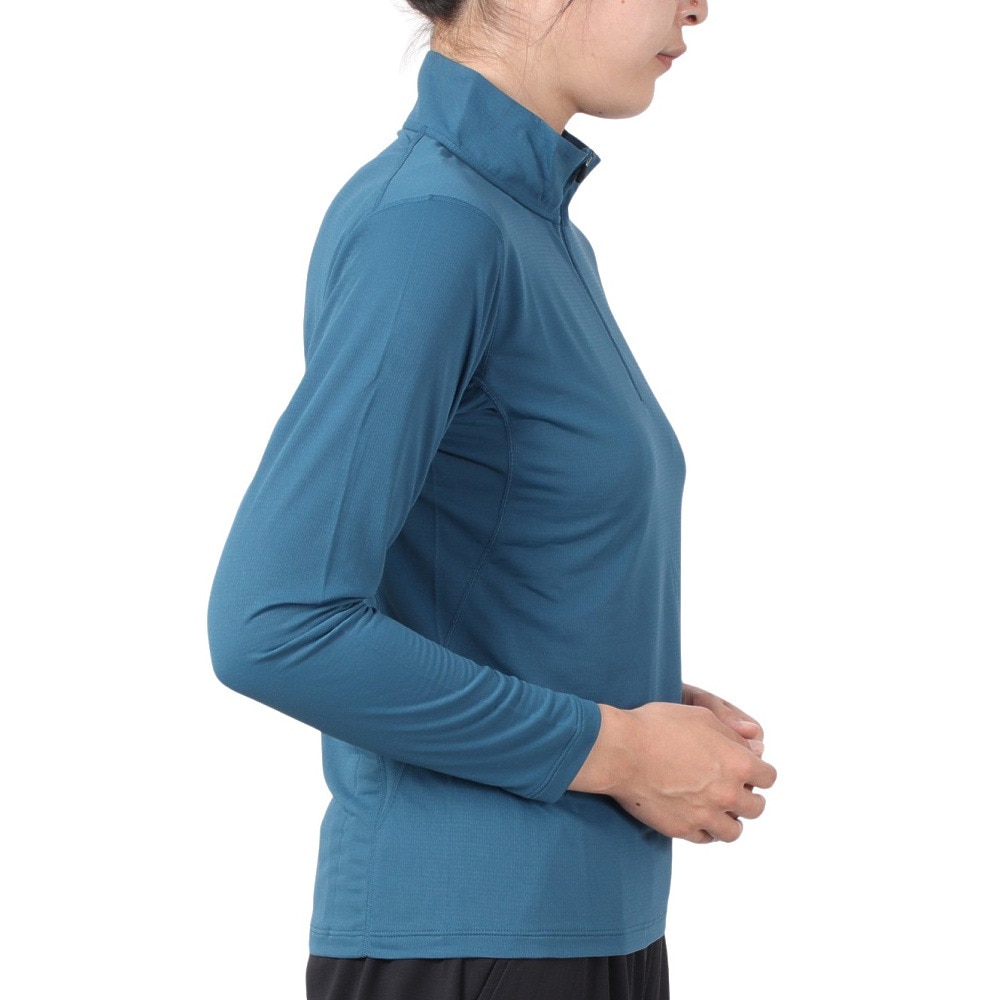 マーモット（Marmot）（レディース）接触冷感 ストレッチ 長袖Tシャツ ロンT ライムスキン ハーフジップ ロングスリーブシャツ TSSWC418-LBL
